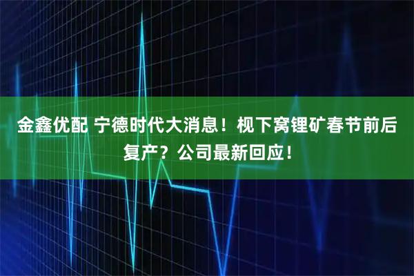 金鑫优配 宁德时代大消息！枧下窝锂矿春节前后复产？公司最新回应！